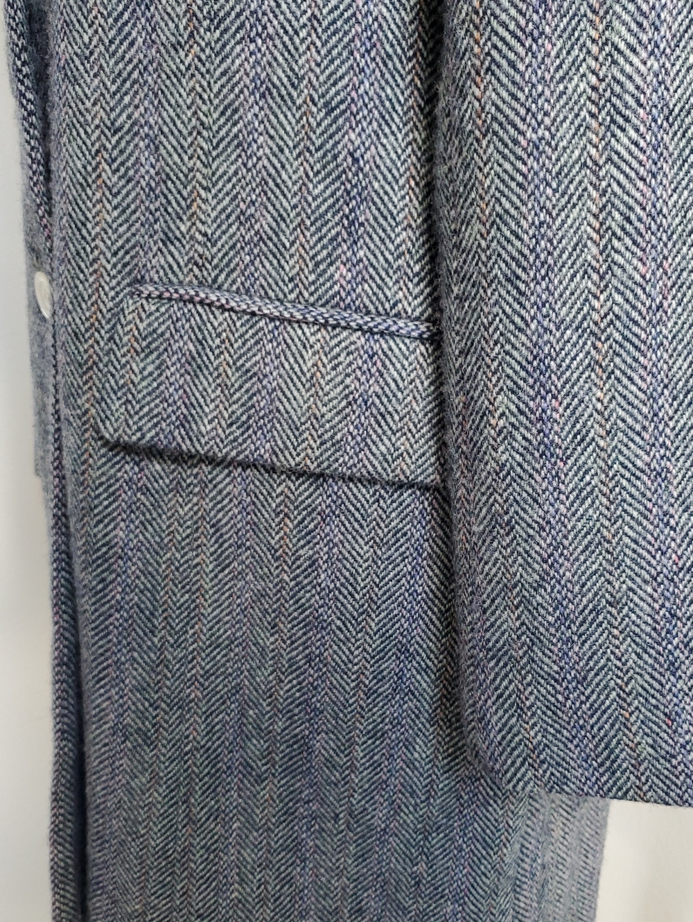 EUC Vintage Harris Tweed 100% Wool Car Coat In Blue/Gray Sz 10 US/ 14 UK - Picture 4 of 12